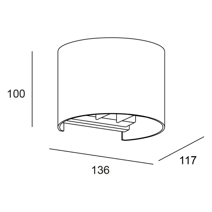 Forlight Axis Round aplique exterior en forma oval con led en blanco cálido 3000K en blanco