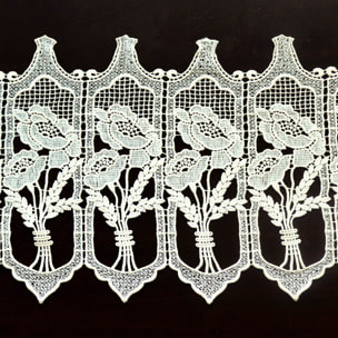 Brise bise macramé au bouquet fleuri - Ecru
