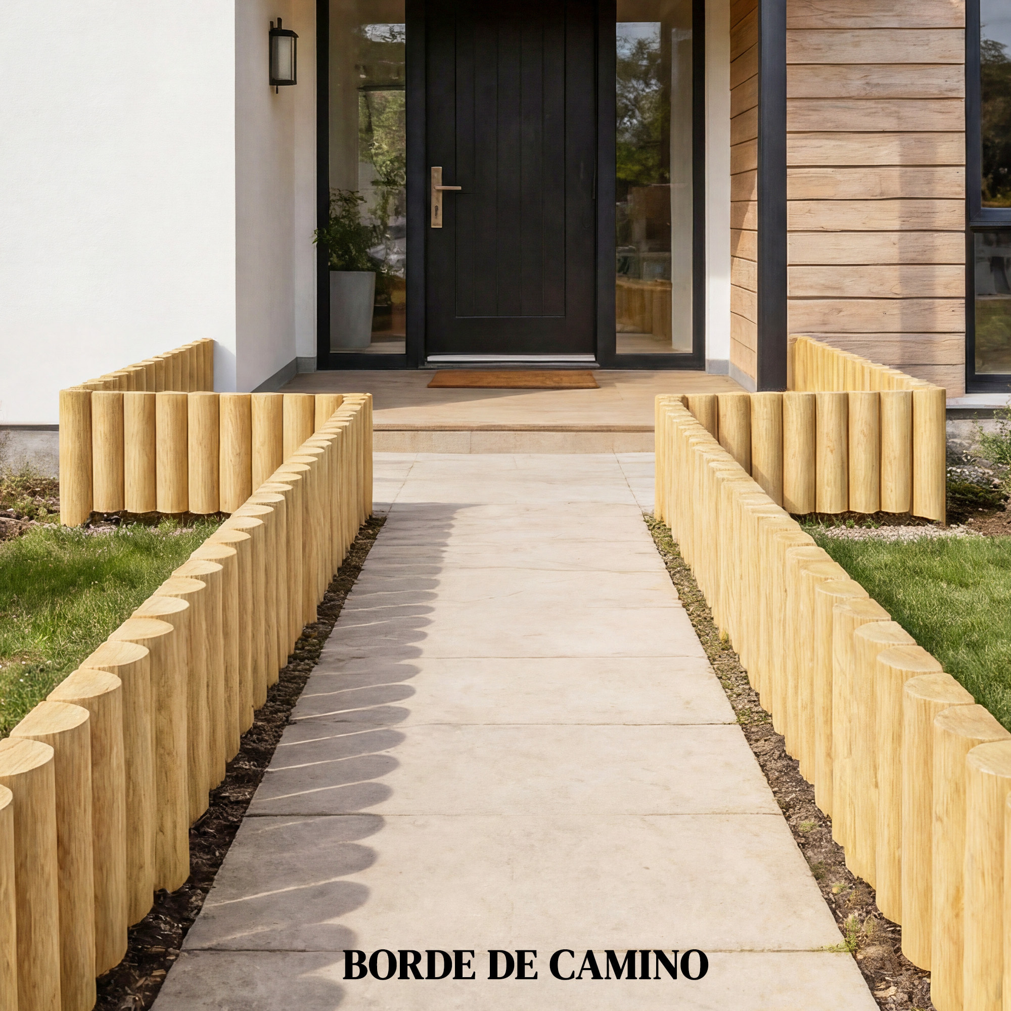 Valla de Jardín de Madera, 176x38 cm, Valla de Jardín Exterior Decorativa, Resistente y Fácil de Instalar, para Huerto, Patio, Terraza, Césped, Natural