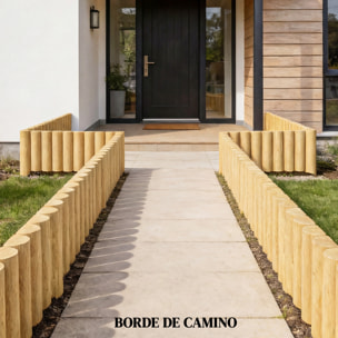 Valla de Jardín de Madera, 176x38 cm, Valla de Jardín Exterior Decorativa, Resistente y Fácil de Instalar, para Huerto, Patio, Terraza, Césped, Natural