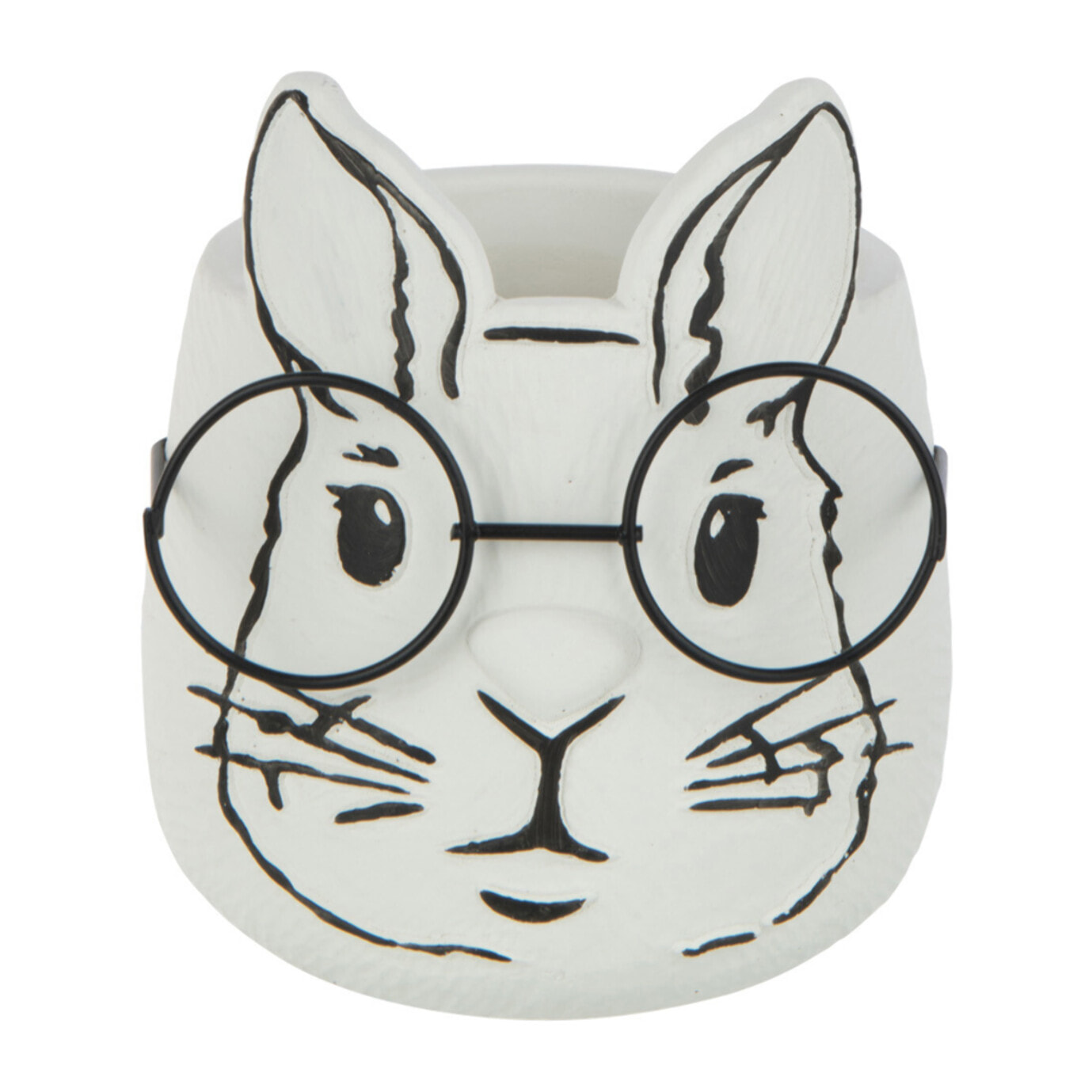 J-Line cache-pot Lapin - ciment - blanc -  medium - 2 pièces - Ø 12 cm