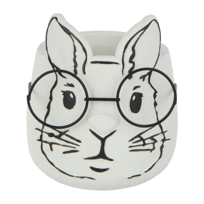 J-Line cache-pot Lapin - ciment - blanc -  medium - 2 pièces - Ø 12 cm