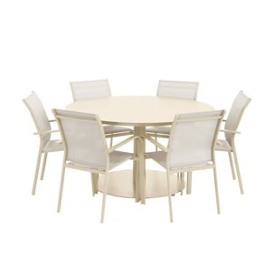 Table de jardin ronde aluminium + 6 assises OREVA + BUFFALO