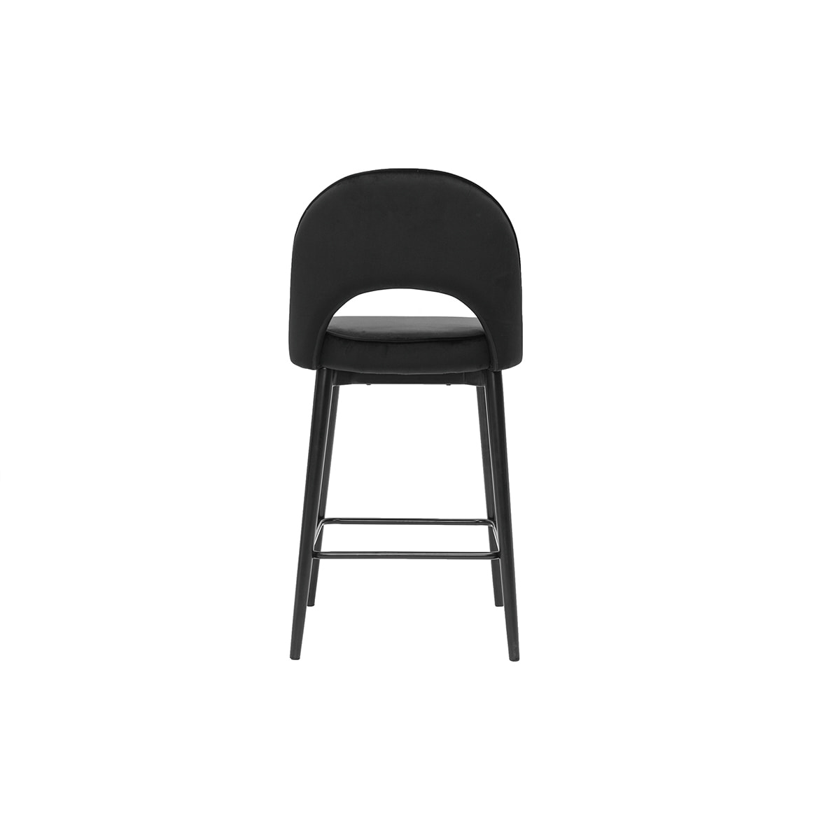 Tabouret de bar design en velours noir et métal H69 cm BELLEROSE