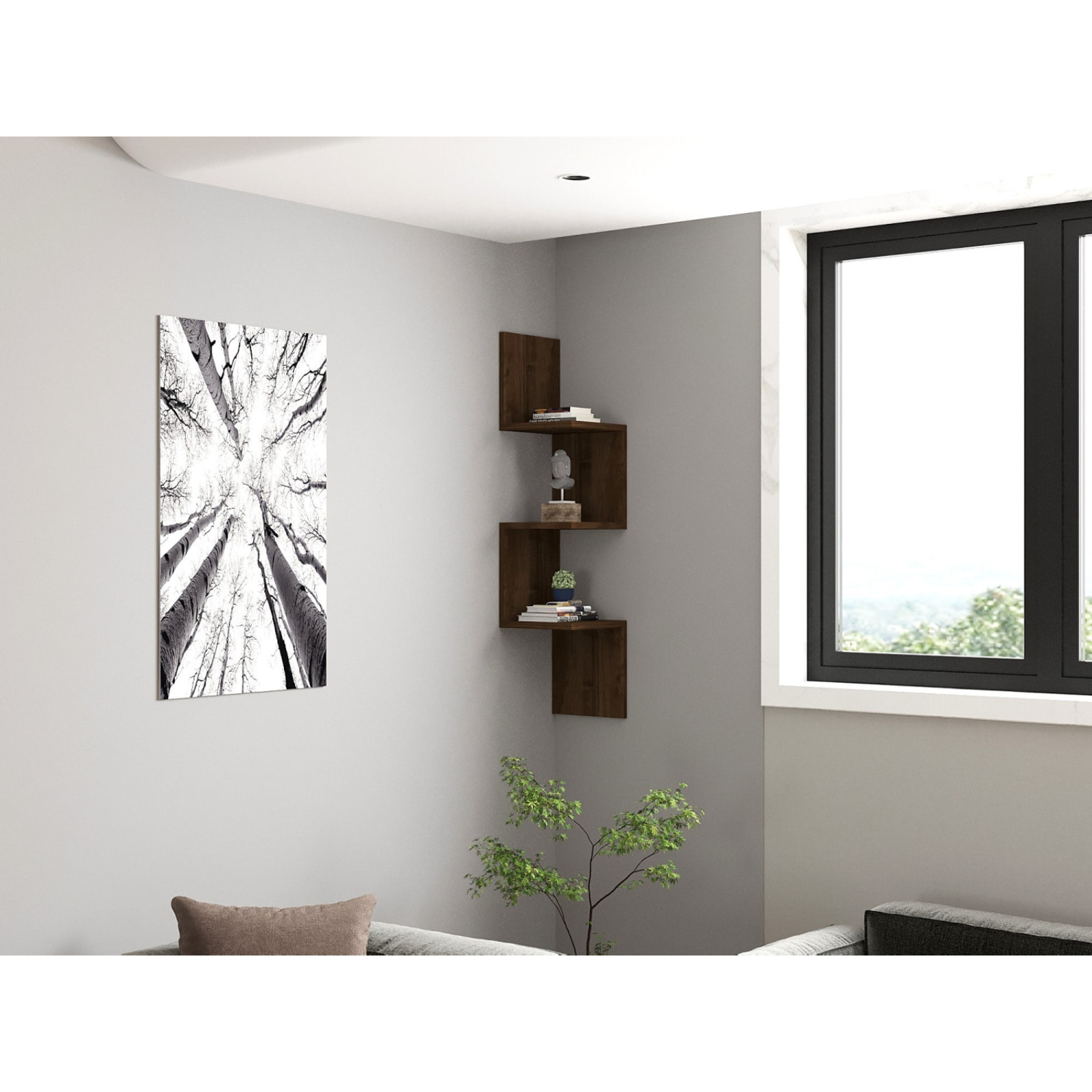 Etagère murale 105cm effet noyer EMILIO