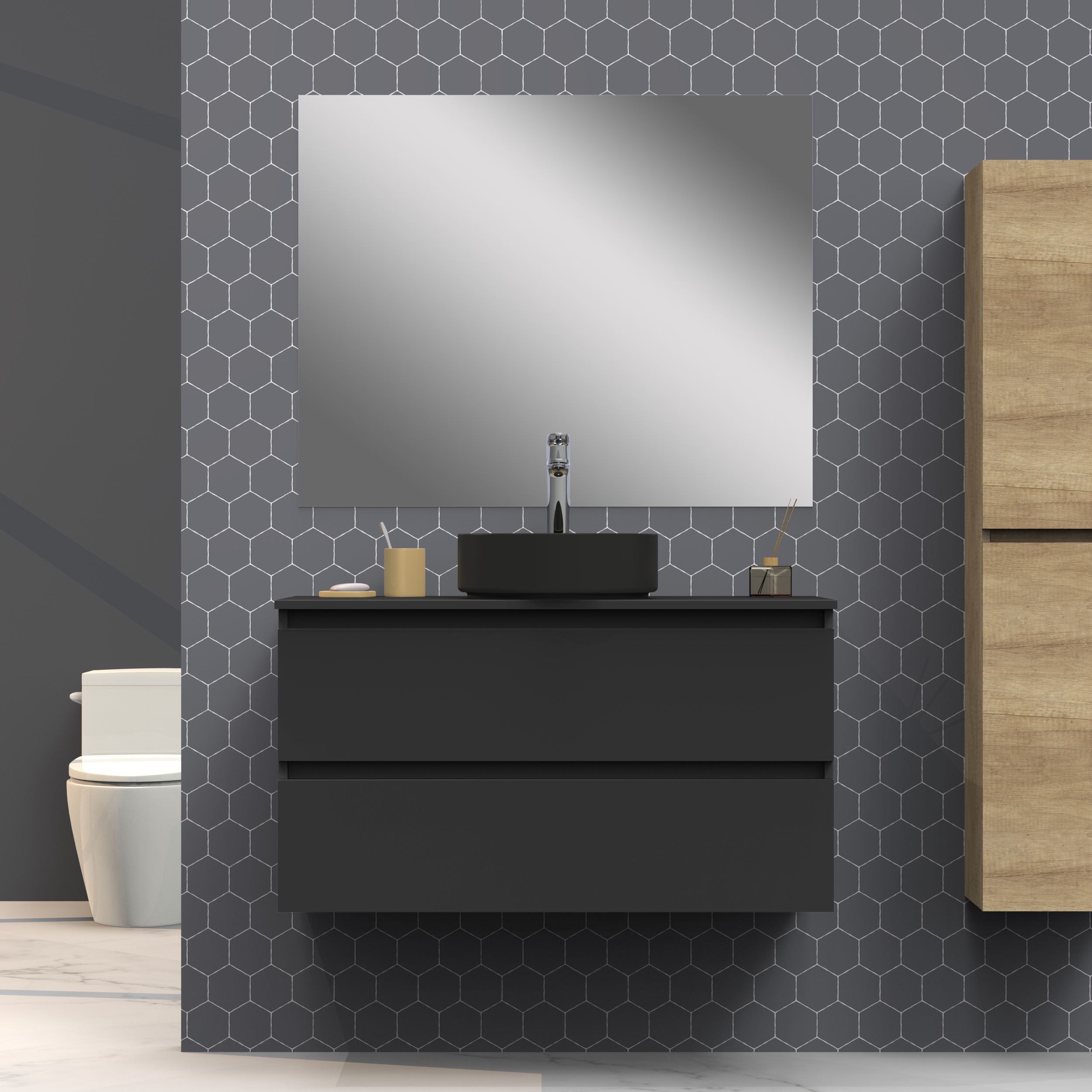 Ensemble de salle de bain IRONA 2C TOP, 100cm, comprend lavabo et miroir