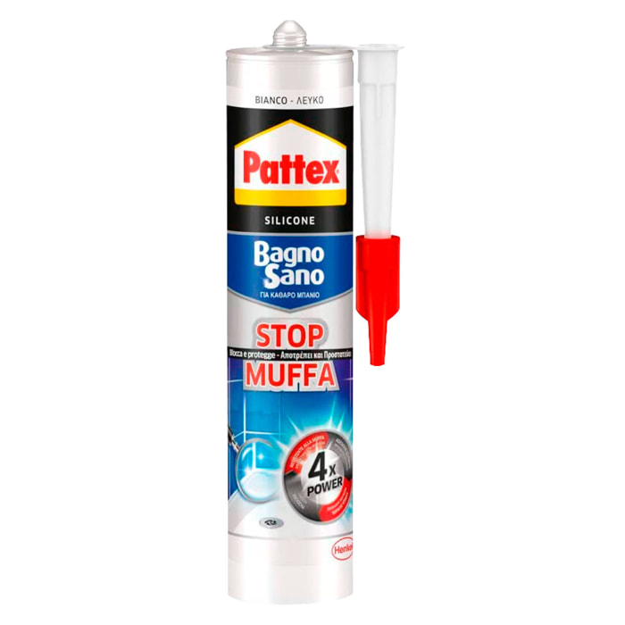 Pattex Bagno Sano Stop Muffa Silicone Bianco con Applicatore - Flacone da 300ml