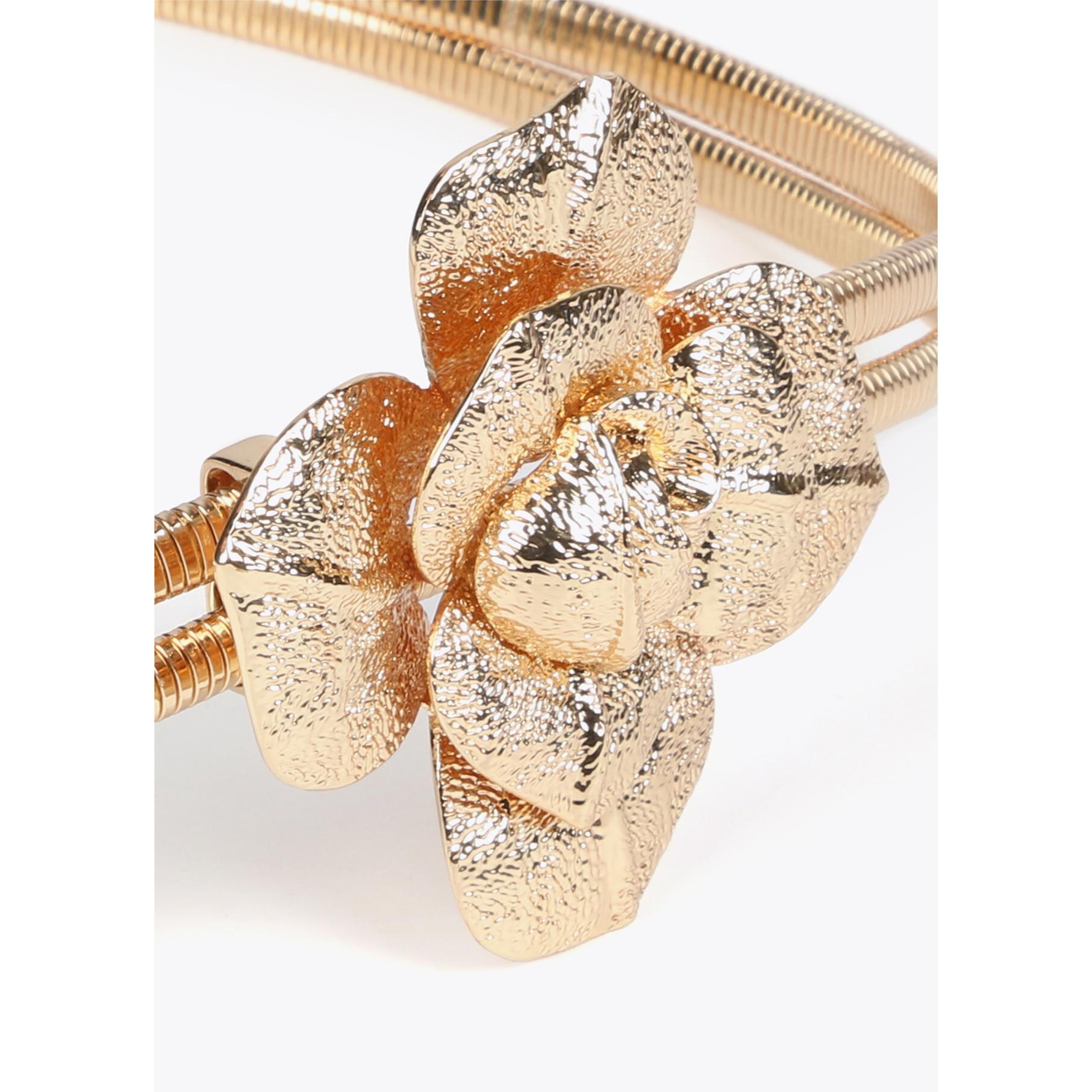Cintura elasticizzata in metallo con fiore