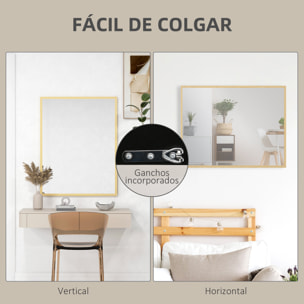 Espejo de Pared, 70x90 cm, Espejo de Baño Rectangular, Decorativo para Salón, Entrada, Pasillo, Horizontal o Vertical, Natural