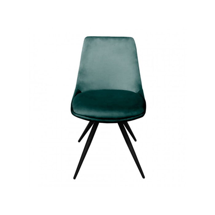 Chaise en velours avec piètement croix en métal noir - COCO
