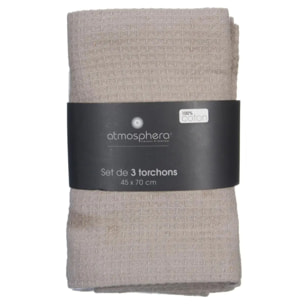 Lot de 3 torchons en coton 45x70