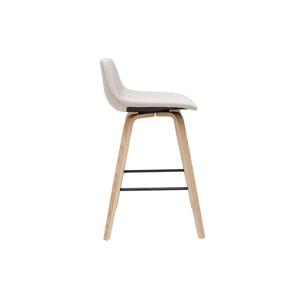 Tabourets de bar scandinaves beige et bois clair H65 cm (lot de 2) NONIE