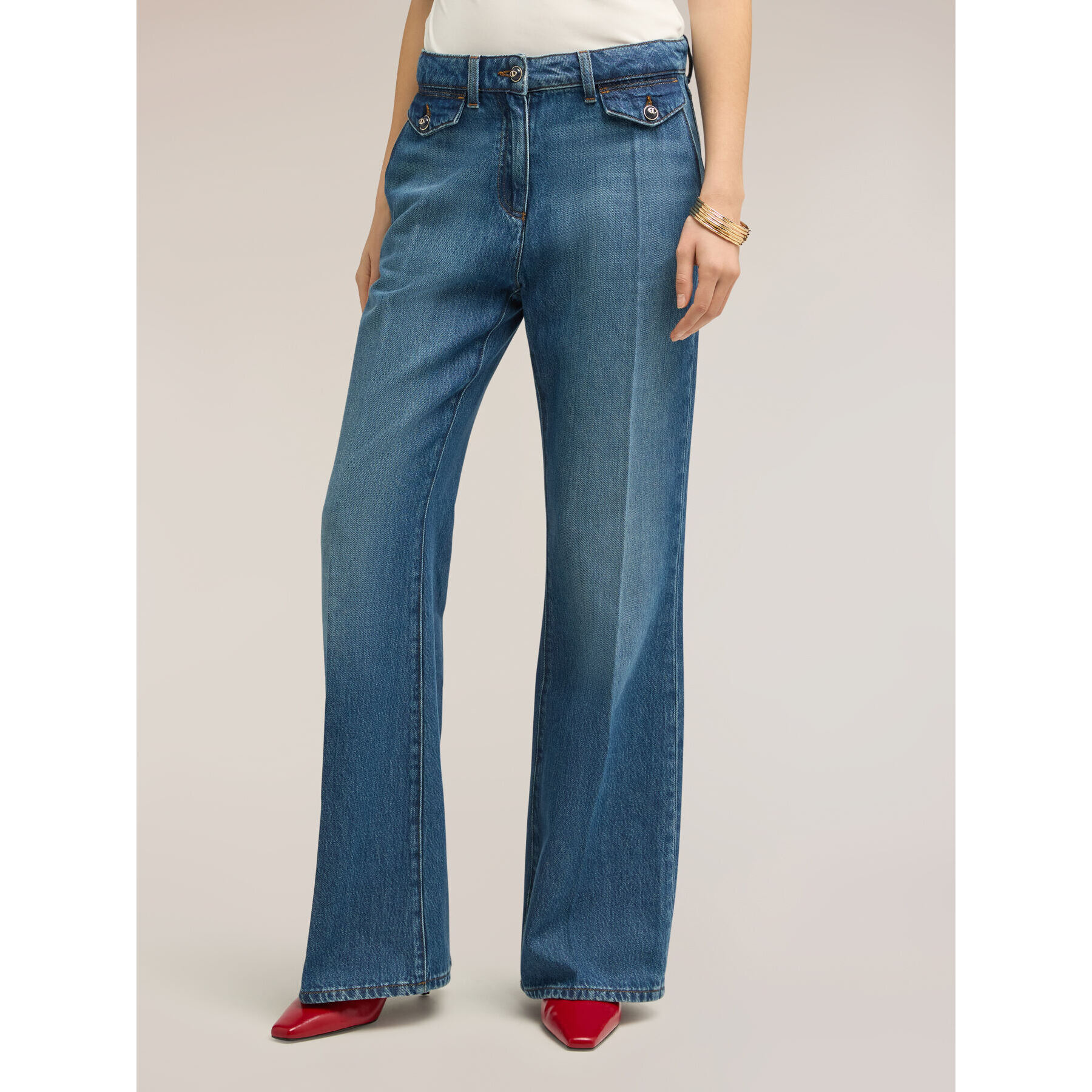 Motivi - Jeans flare con bolsillos - Azul