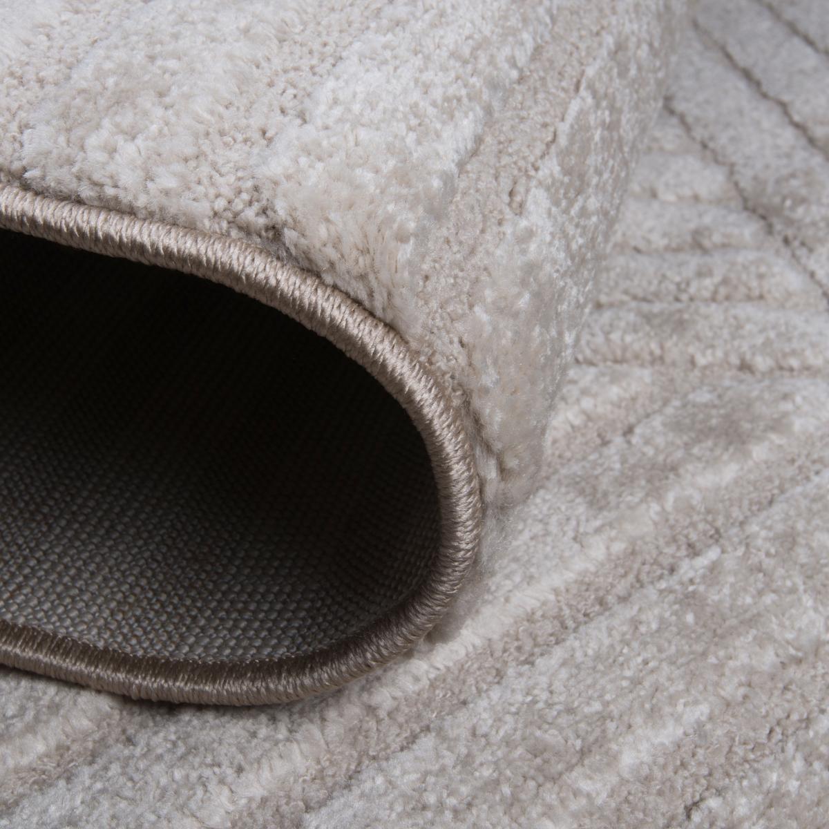 Très grans tapis rond de salon Ø240cm CERNAN Beige, tapis rond ton sur ton moderne