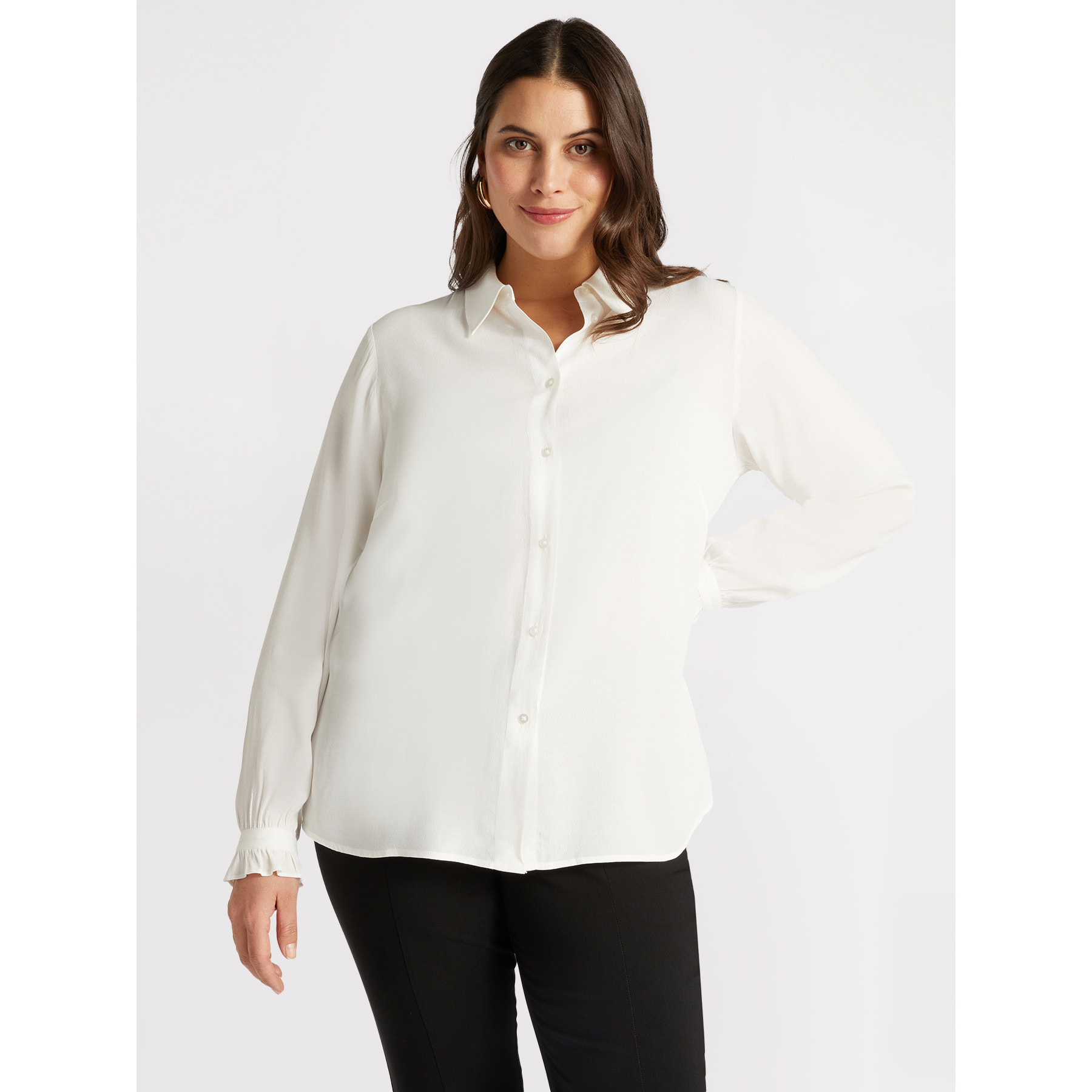 Fiorella Rubino - Camicia con viscosa LENZING™ ECOVERO™ - Bianco