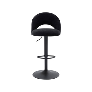 Lot de deux tabourets de bar ajustables métal et tissu noir. pied noir - L 49 x P 49 x H 88.5-110cm - Abby