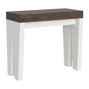 Console Spimbo Small cm.90x42 (extensible à 196) dessus Noyer structure Frêne Blanc