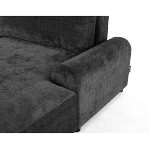 Nelly - canapé d'angle droit 4 places convertible avec coffre en velours texturé - Gris Anthracite