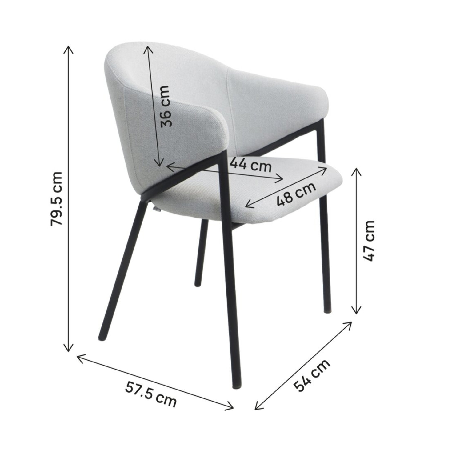 Lot de 2 chaises de salle à manger en tissu et métal "Auralis" - Gris clair
