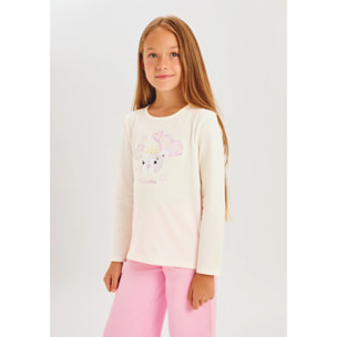 Camiseta Niña Manga Larga Con Estampado Frontal