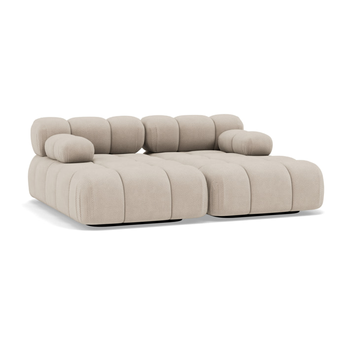 Ruby - canapé droit 4 places avec double méridienne - assise profonde - en velours texturé - Beige