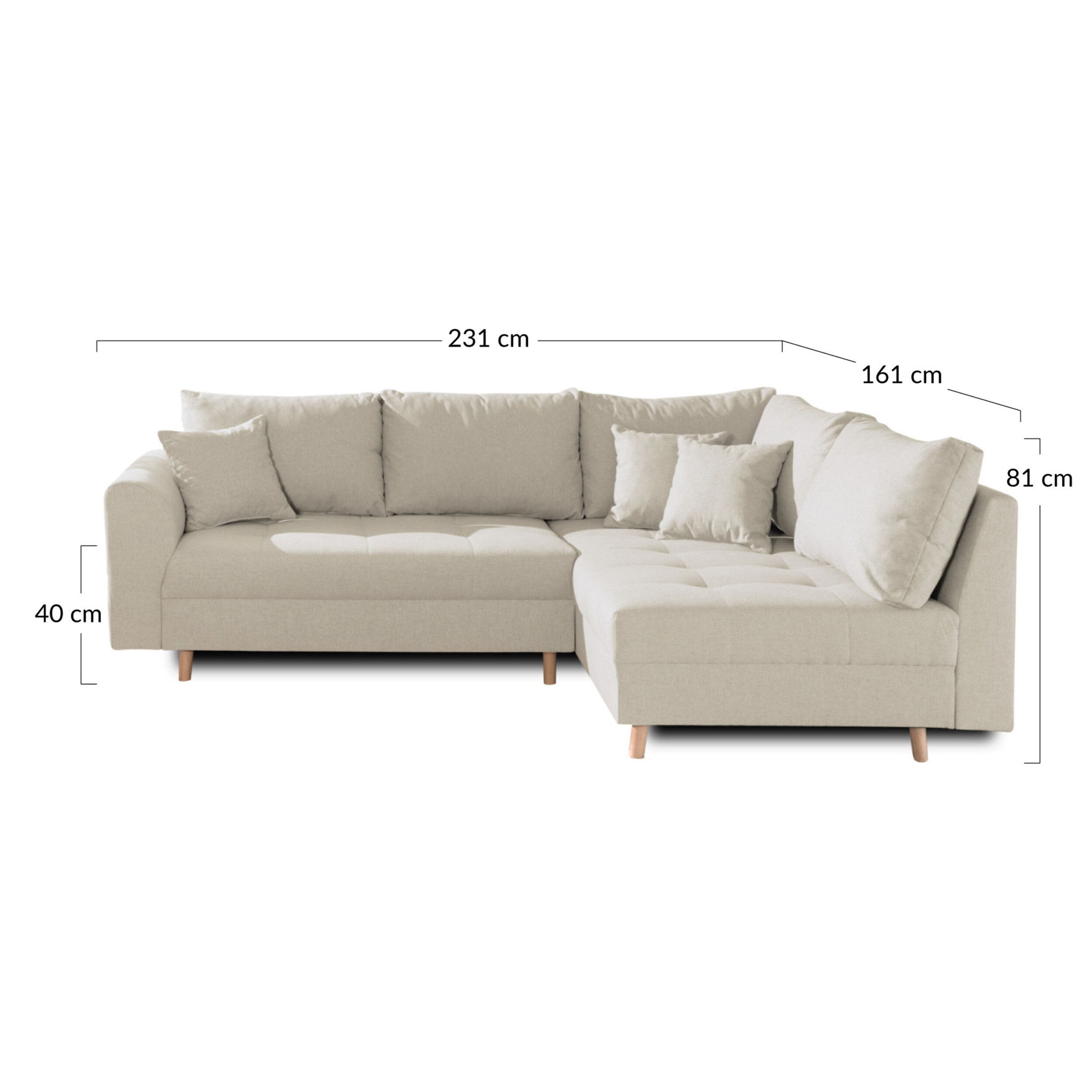 Rune - canapé d'angle - avec pouf d'appoint - 4 places - style scandinave - droit - Rouille