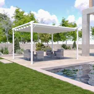 Gazebo Pergola 3x3 M Pergolato Con Telo Bianco Impermeabile Retrattile Richiudibile Struttura In Acciaio Per Giardino Terrazzo Piscina Esterno Fiere