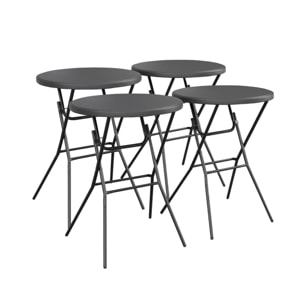 Table de réception, table mange debout pliante acier (lot de 4) GALA X4