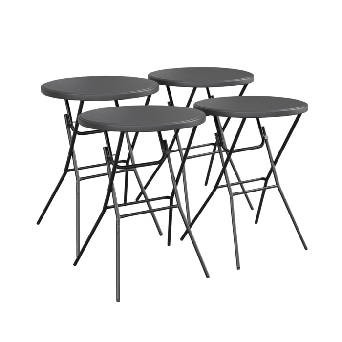 Table de réception, table mange debout pliante acier (lot de 4) GALA X4