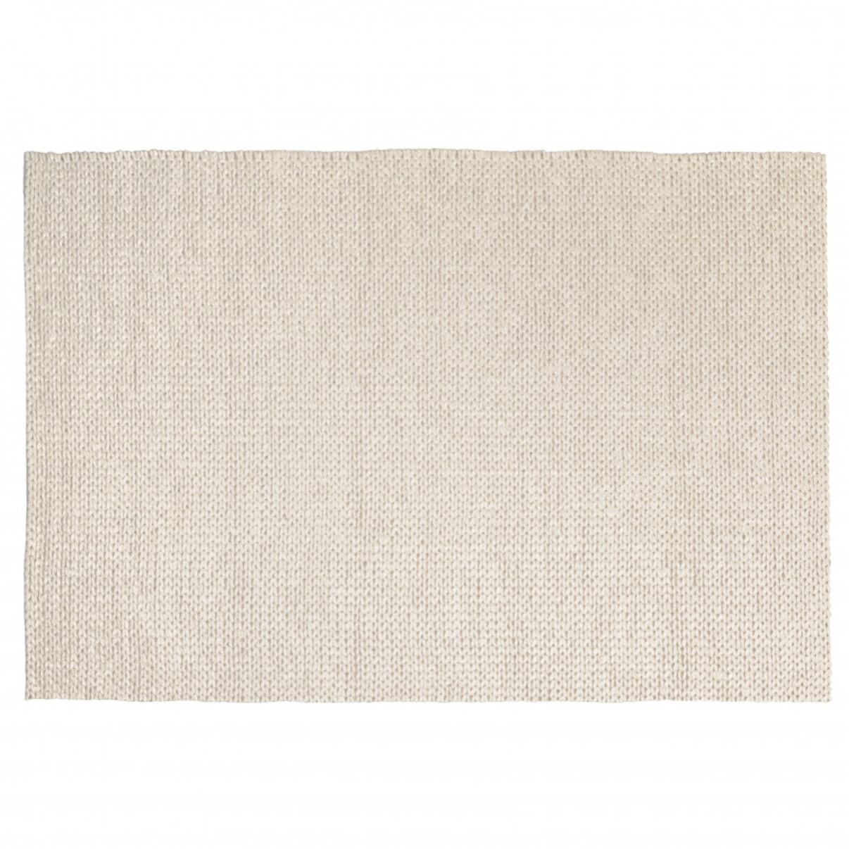 QUENTIN - Tapis rectangulaire 160x230cm en laine tissée couleur écru