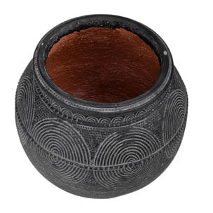 Vaso Bombato 29,5Xh.27,5 Cm - Pezzi 1 - 29,5X27,5X29,5cm - Colore: Nero - Bianchi Dino - Decori Casa E Complementi