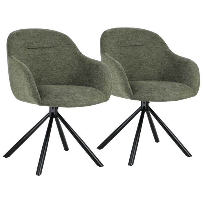 Lot de 2 chaises en tissu vert SAFFI