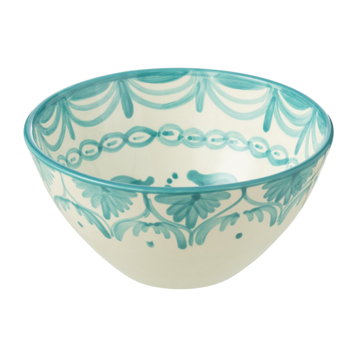 J-Line bol Granada High - céramique - blanc/aqua - medium - Ø 22 cm