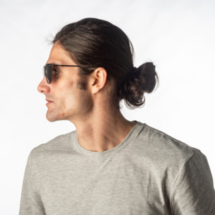 Gafas de sol PALO ALTO ARLES - Negro transparente / De espejo plateada y patillas de metal negro mate