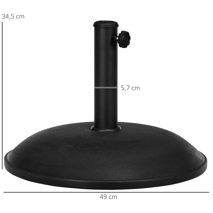 Pied de parasol rond base de lestage parasol Ø 45 x 36H cm poids net 20 Kg ciment PVC gris noir