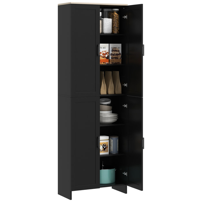 Alacena de Cocina Armario de Cocina Mueble Auxiliar con Puertas y Estantes Ajustables Antivuelco para Comedor Salón 60x30x171 cm Negro