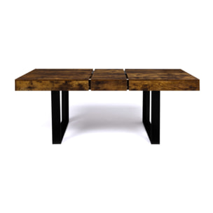 Table repas extensible Brixton - Bois vieilli - Noir