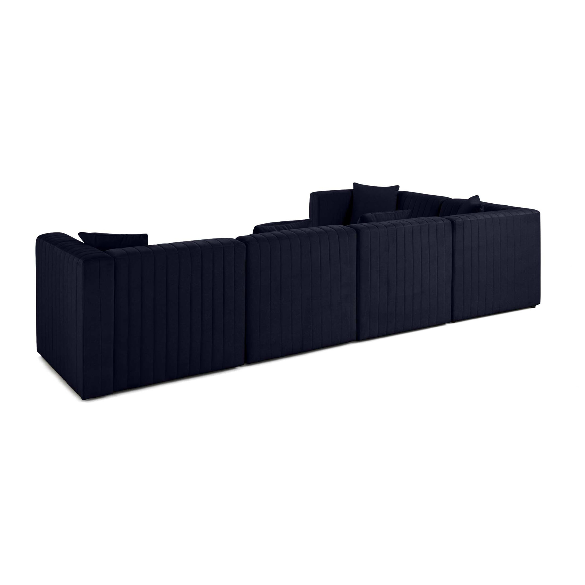 Nova - canapé modulable d'angle réversible - 6 places - en velours - Bleu marine