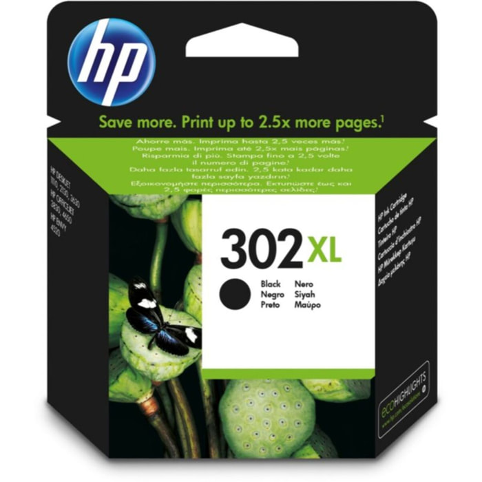 Cartouche d'encre HP Originale 302 XL Haute Capacité Noire - F6U68AE
