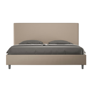 Cama matrimonial sin somier acolchada 180x210 cuero sintético gris paloma Focus