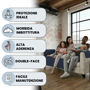 COPRIDIVANO TRENDY, Waterproof, Microfibra, No Stiro, Doubleface - BLU SCURO/GRIGIO CHIARO