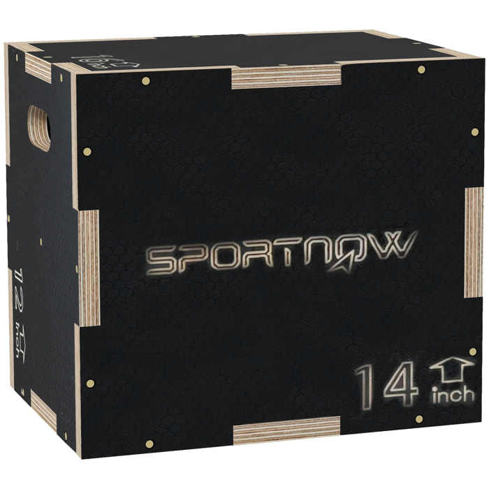 Cajón Pliométrico Caja Pliométrica con 3 Alturas Diferentes Entrenamiento de Fuerza en Casa Oficina Gimnasia CrossFit Carga 120 kg 40,5x35,5x30,5 cm Negro