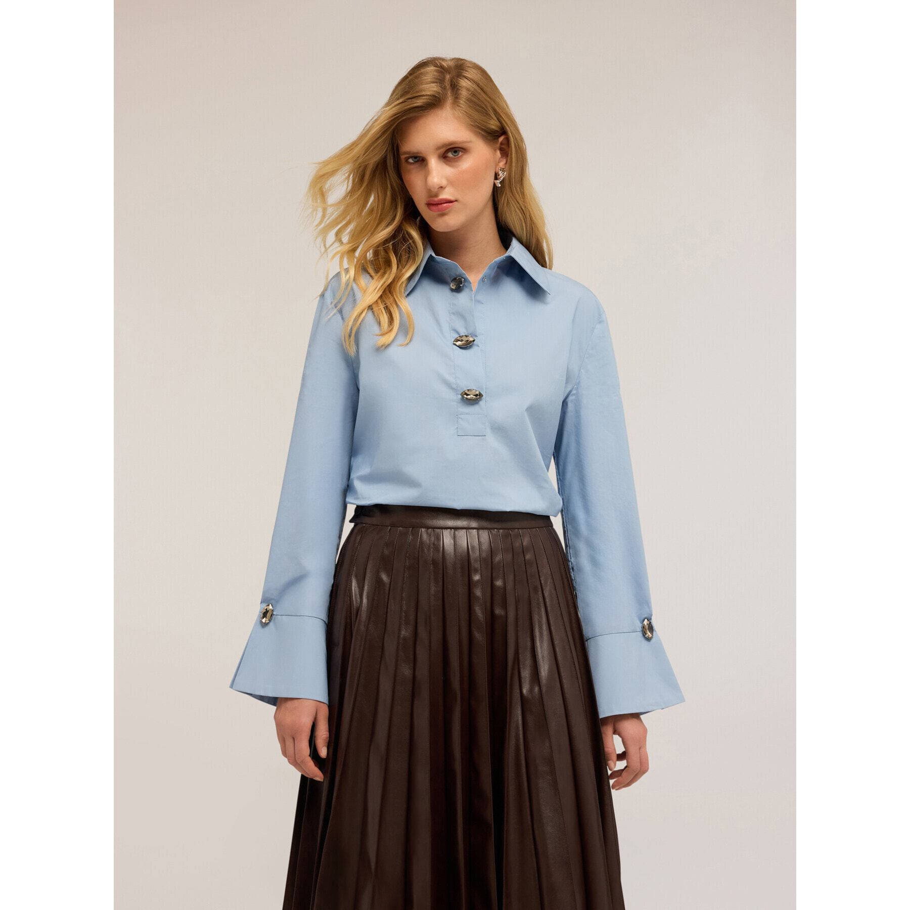 Motivi - Camicia over con pietre - Azzurro