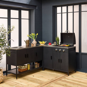 Cuisine d'extérieure 3 modules avec barbecue gaz 3 brûleurs sur pieds, thermomètre NAXOS BARBECUE GAZ + 3 MODULES