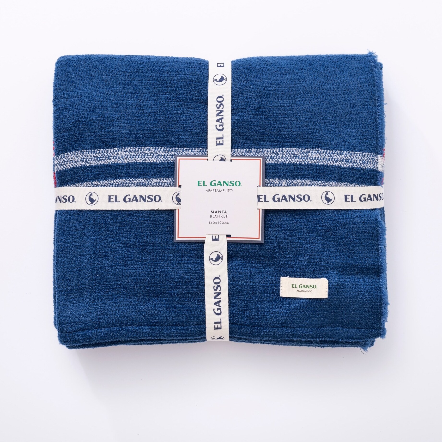 Manta de punto 140x190cm 340gr hilo teñido color azul marino el ganso