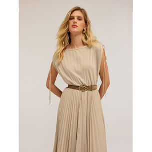 Motivi - Vestido midi de jersey lurex - Beige