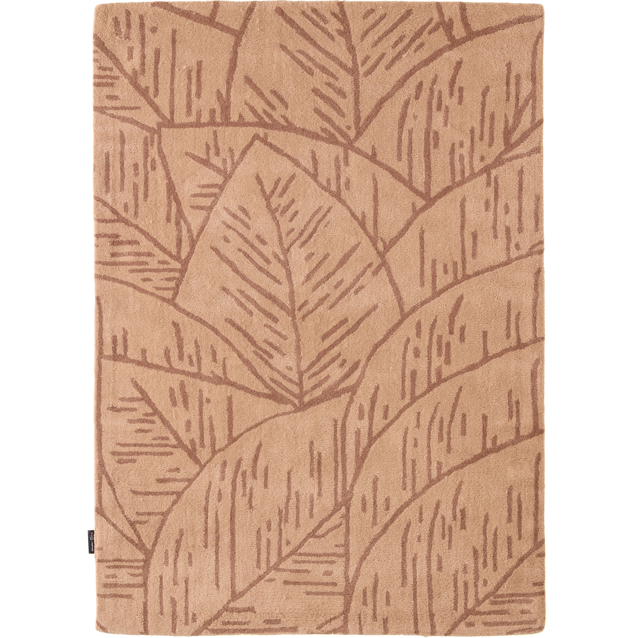 PANTONE - Tapis en laine fait main CEDRE BLANC à motif feuille marron
