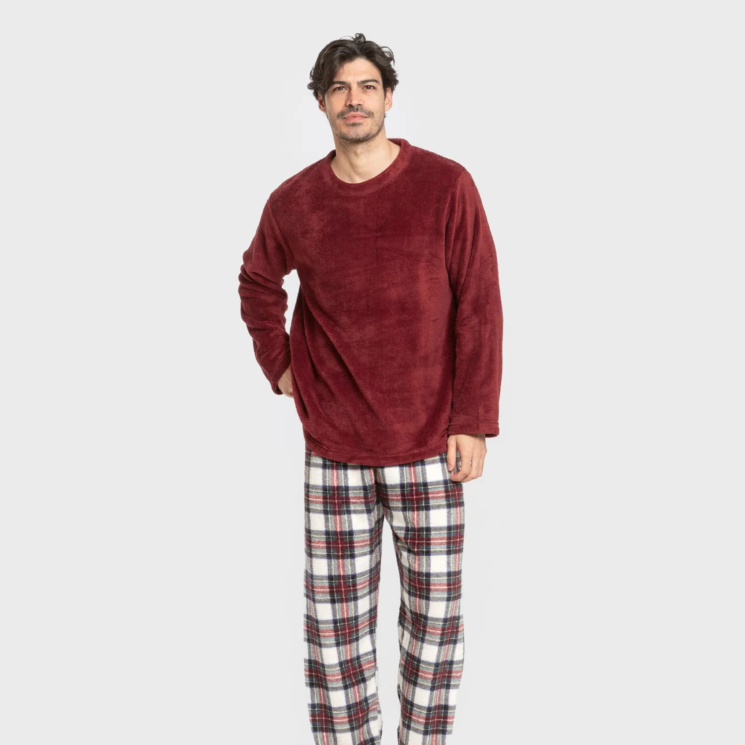 Pigiama coralina da uomo cuadro celestia bordeaux