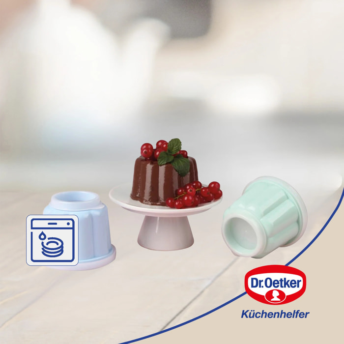 Lot de 6 moules à flans avec couvercle 6,3 x 7,5 cm Dr. Oetker Rétro