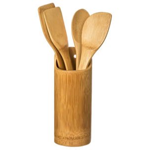 Pot à ustensiles avec 4 spatules bambou